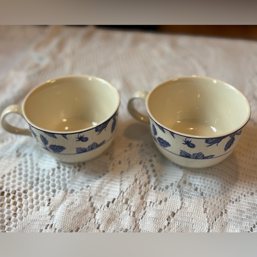 Royal Stafford SPRING GARDEN Tea Cups (2) Blue & White